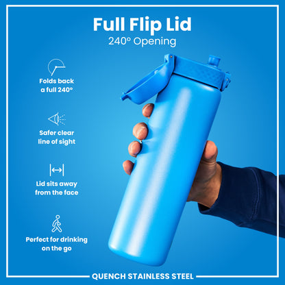 Leak Proof 1 Litre Water Bottle, Stainless Steel, Blue, 1L