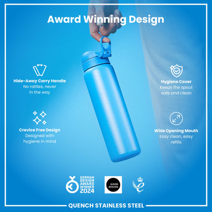 Leak Proof 1 Litre Water Bottle, Stainless Steel, Blue, 1L