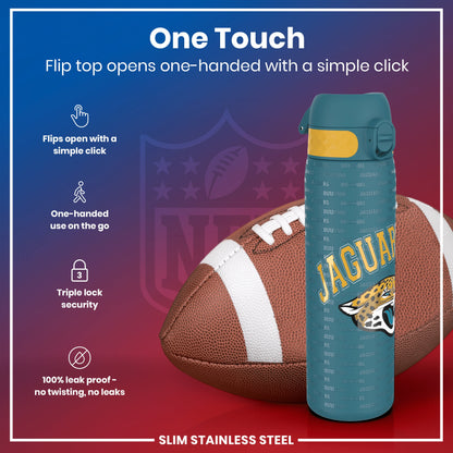 Leak Proof NFL Water Bottle, Stainless Steel, Jacksonville Jaguars, 600ml (20oz)