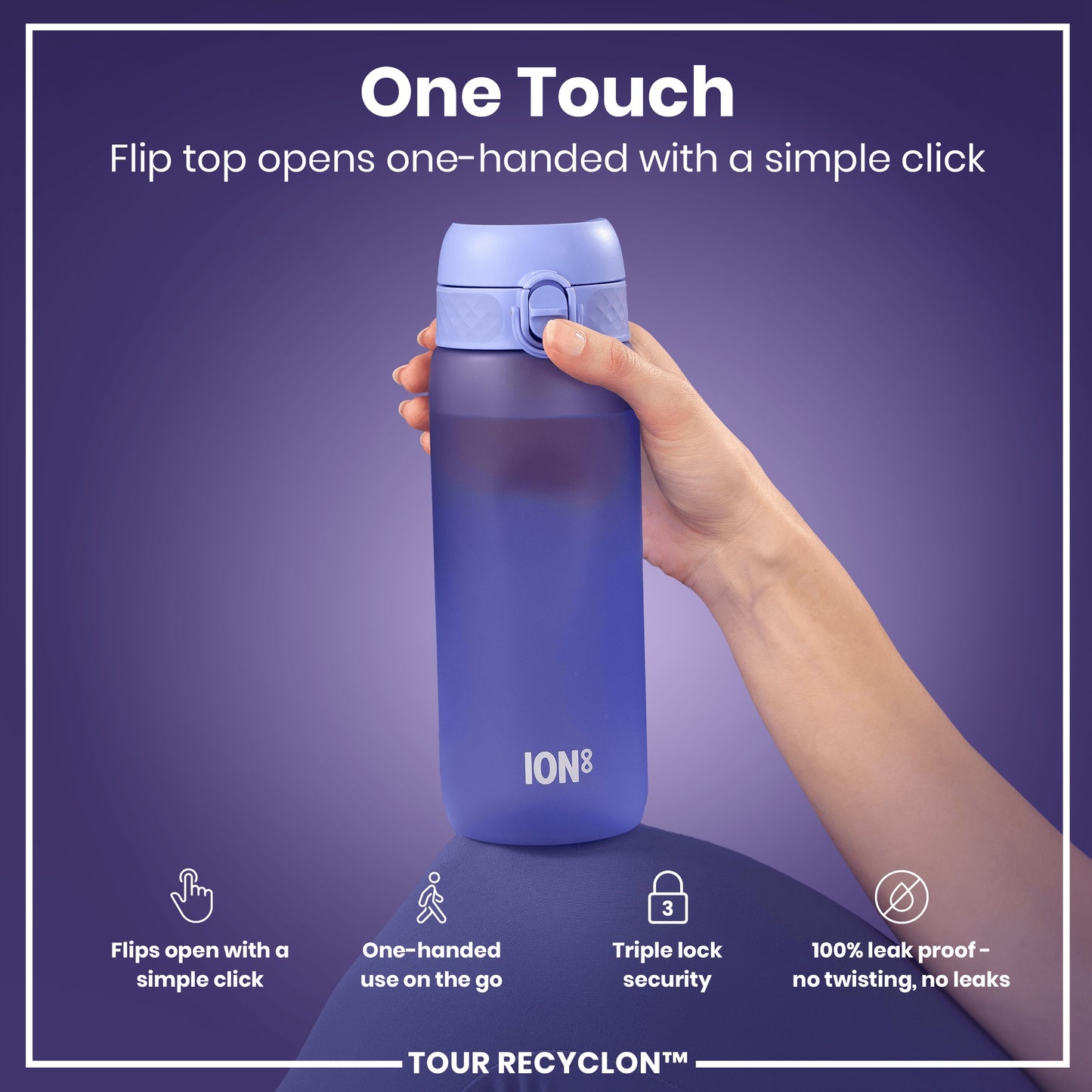 Leak Proof Water Bottle, Recyclon, Light Purple, 750ml (24oz)