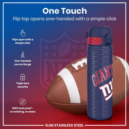 Leak Proof NFL Water Bottle, Stainless Steel, New York Giants, 600ml (20oz)