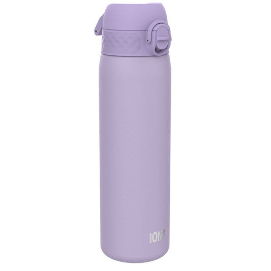 A lavender water bottle stands upright against a white background. The bottle features a hinged lid and the logo "ION8" is imprinted near the base.