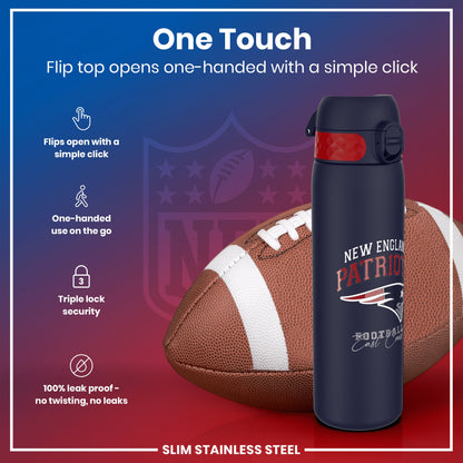 Leak Proof NFL Water Bottle, Stainless Steel, New England Patriots, 600ml (20oz)