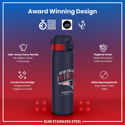 Leak Proof NFL Water Bottle, Stainless Steel, New England Patriots, 600ml (20oz)