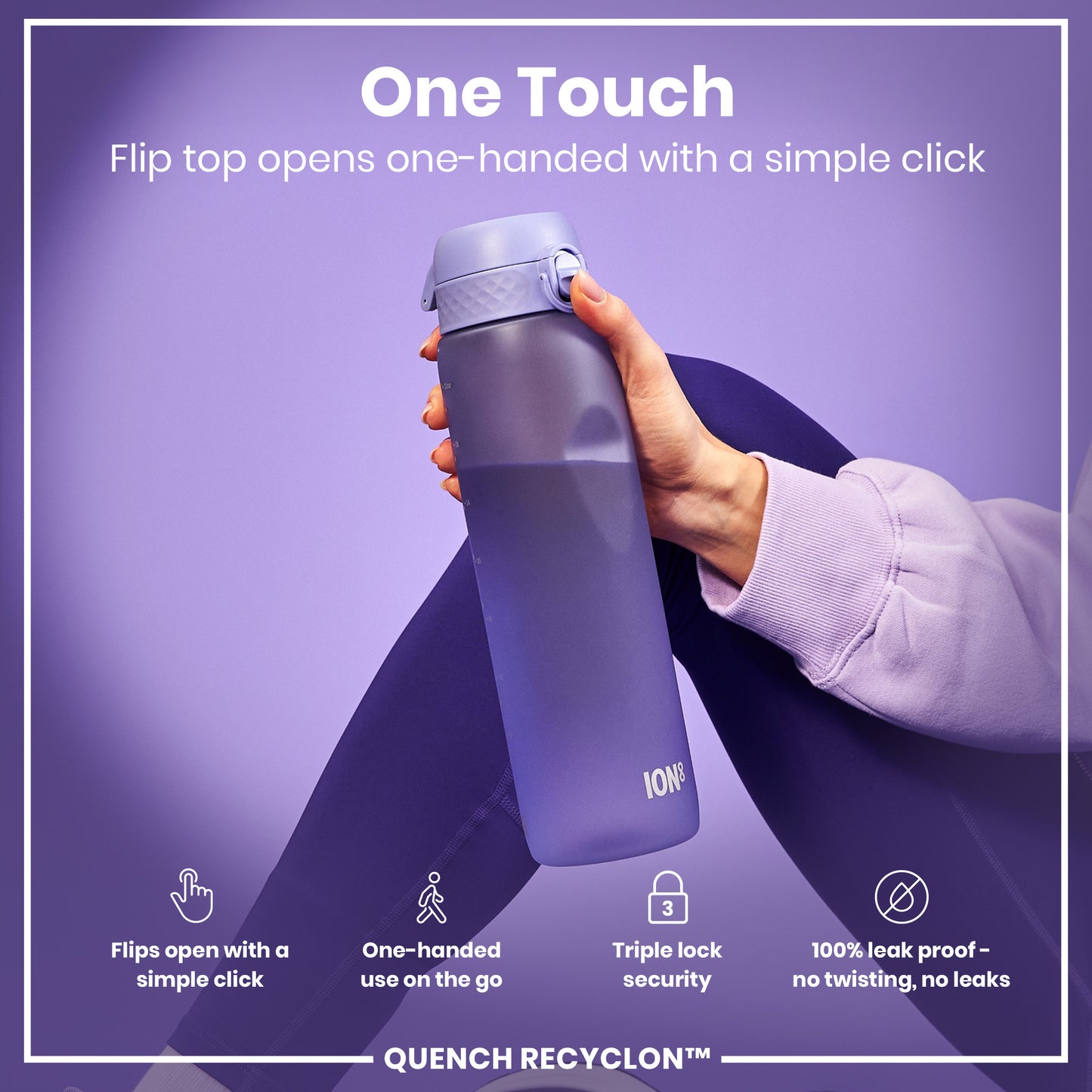 Leak Proof 1 litre Water Bottle, Recyclon, Light Purple