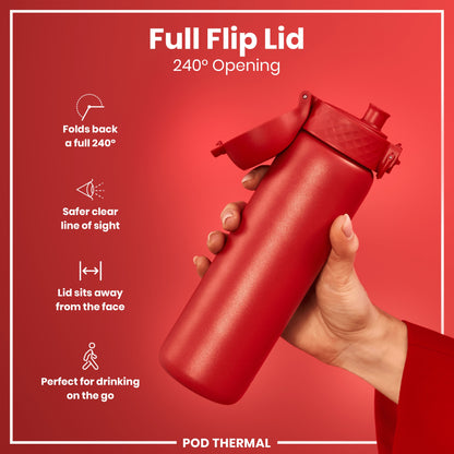 Leak Proof Thermal Steel Water Bottle, Insulated, Red, 320ml (11oz)