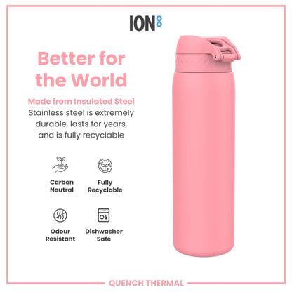 Leak Proof 1 Litre Thermal Water Bottle, Insulated, Rose Bloom, 1L