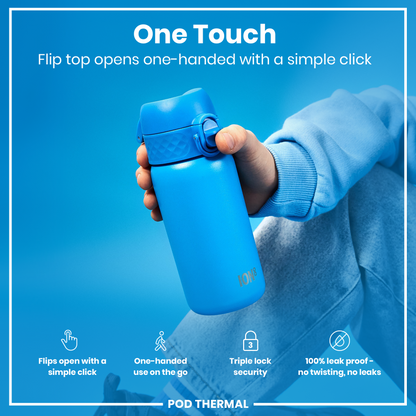 Leak Proof Thermal Steel Water Bottle, Insulated, Blue, 320ml (11oz)