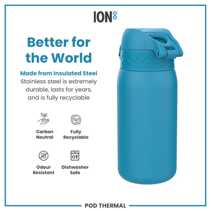 Leak Proof Thermal Steel Water Bottle, Insulated, Blue, 320ml (11oz)