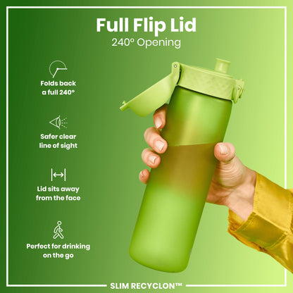 Leak Proof Slim Water Bottle, Recyclon, Green, 500ml (18oz)