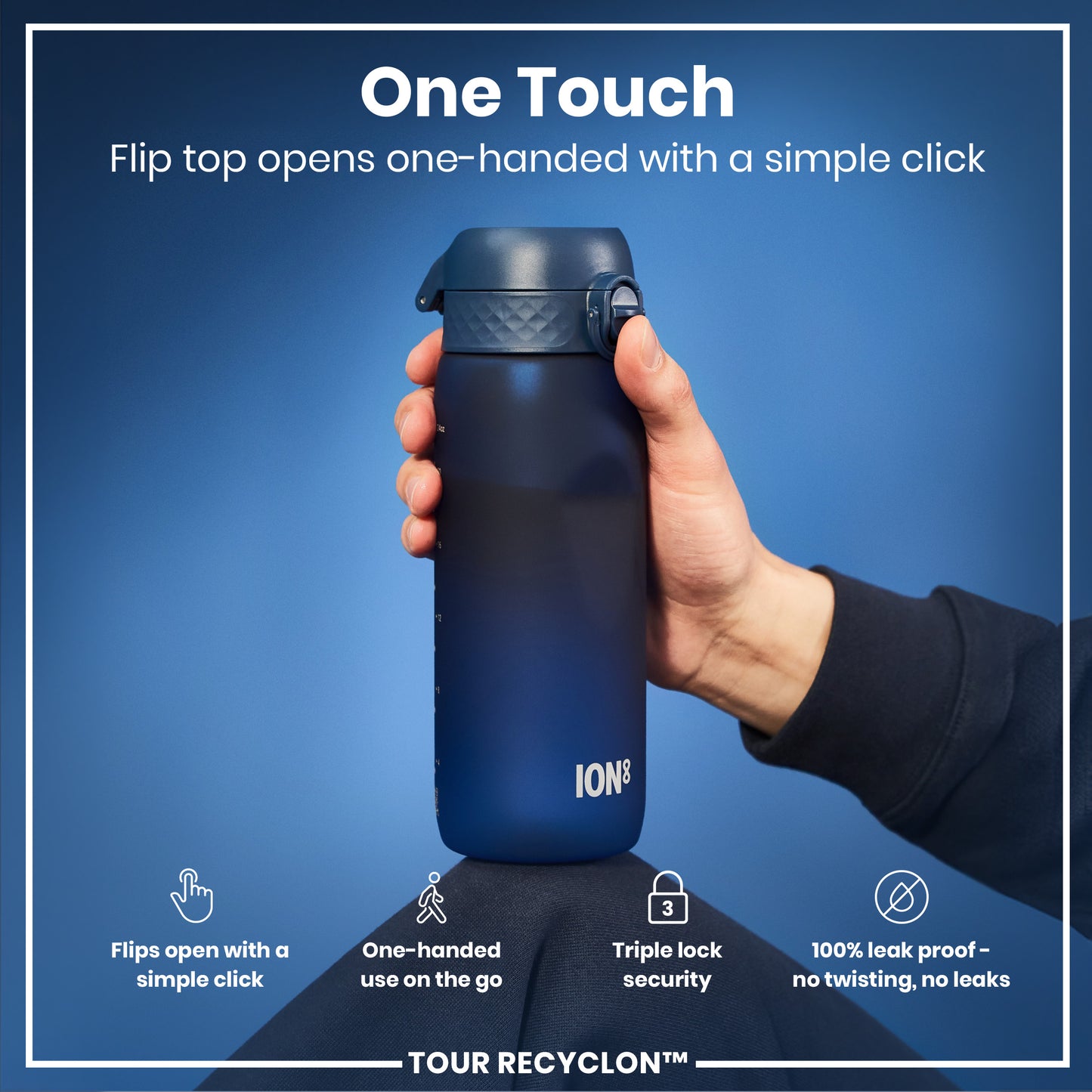 Leak Proof Water Bottle, Recyclon, Navy, 750ml (24oz)