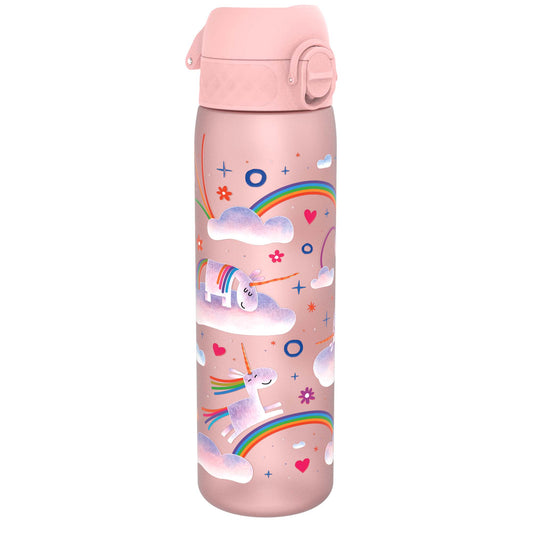 Leak Proof Slim Water Bottle, Recyclon, Unicorn Rainbows, 500ml (18oz)