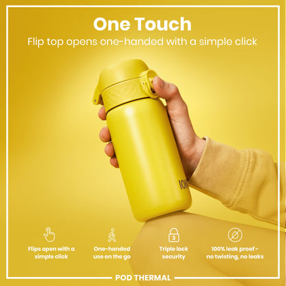 Leak Proof Thermal  Water Bottle, Insulated Steel, Yellow, 320ml (11oz)