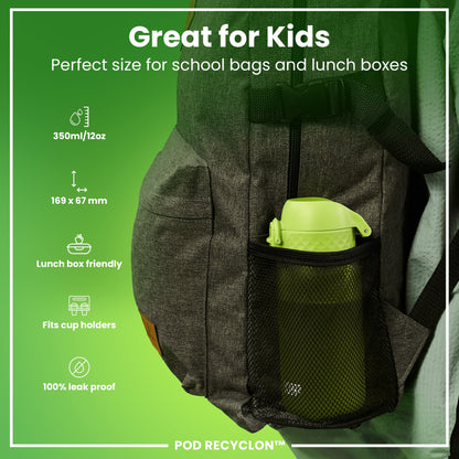 Leak Proof Kids Water Bottle, Recyclon, Green, 350ml (12oz)