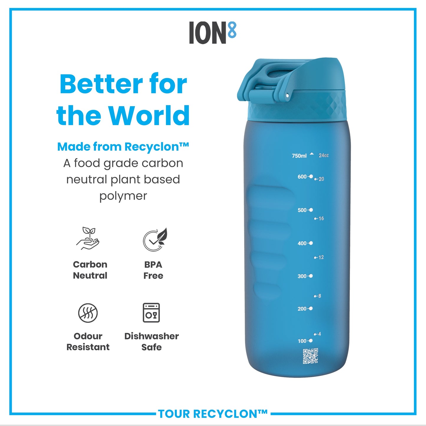 Leak Proof Water Bottle, Recyclon, Blue, 750ml (24oz)