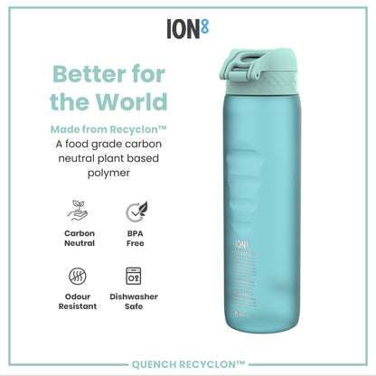 Leak Proof Water Bottle with Times to Drink, Recyclon, Sonic Blue, 1 Litre