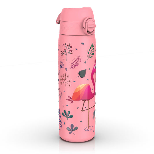 Leak Proof Slim Water Bottle, Stainless Steel, Flamingo, 600ml (20oz)