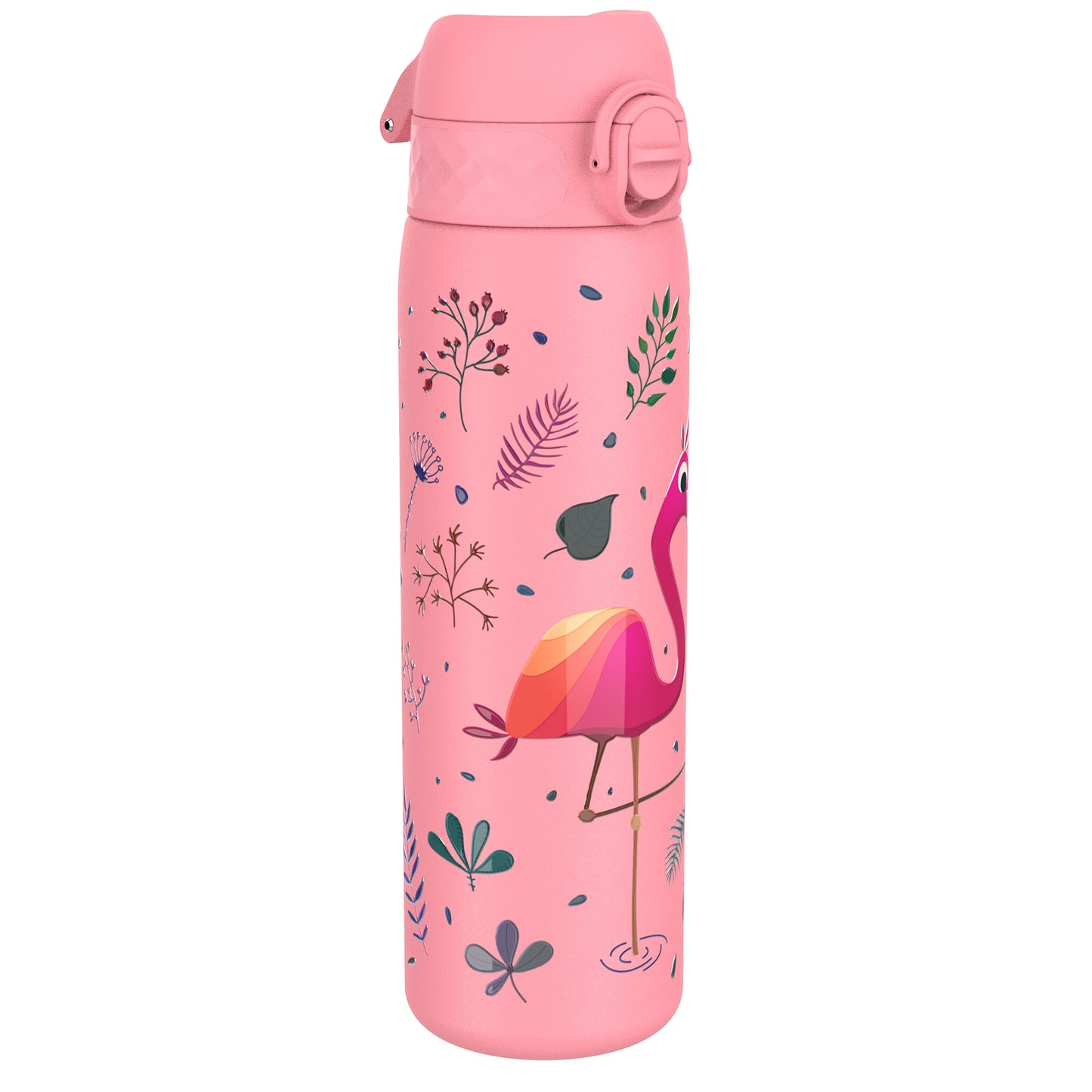 Leak Proof Slim Water Bottle, Stainless Steel, Flamingo, 600ml (20oz)