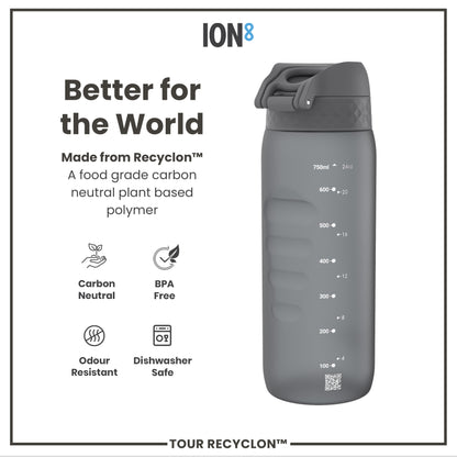 Leak Proof Water Bottle, Recyclon, Grey, 750ml (24oz)