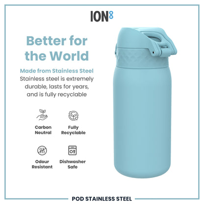 Leak Proof Kids Water Bottle, Stainless Steel, Alaskan Blue, 400ml (13oz)