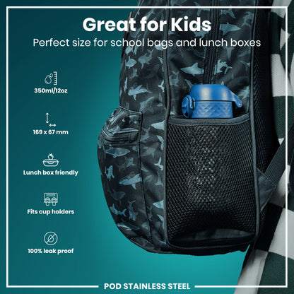 Leak Proof Kids Water Bottle, Stainless Steel, Space, 400ml (13oz)