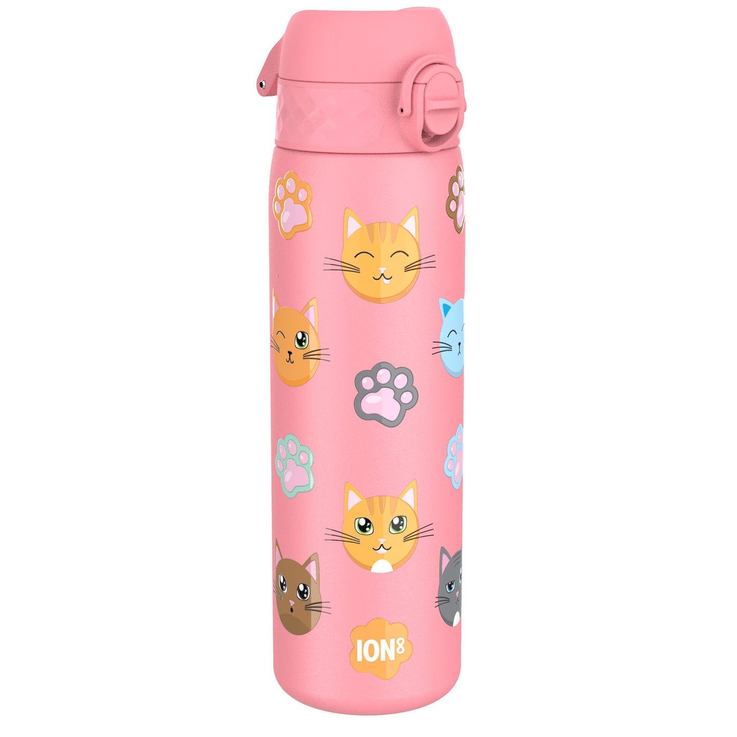 Leak Proof Slim Water Bottle, Stainless Steel, Cats, 600ml (20oz)