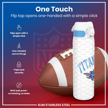 Leak Proof NFL Water Bottle, Stainless Steel, Tennessee Titans, 600ml (20oz)