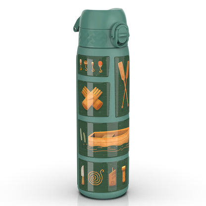 Leak Proof Slim Thermal Water Bottle, Insulated Steel, Fishing, 500ml (17oz)