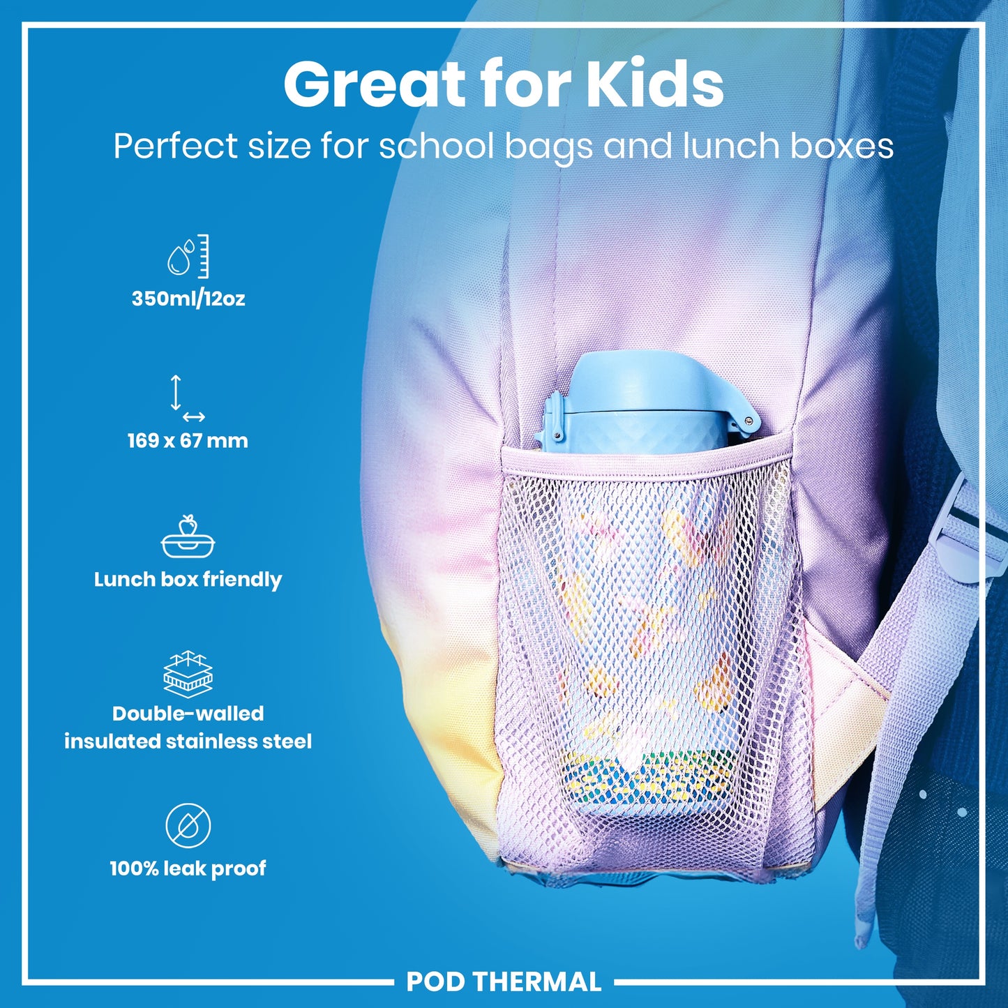 Leak Proof Thermal Steel Water Bottle, Insulated, Butterfly Catcher, 320ml (11oz)