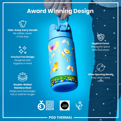 Leak Proof Thermal Steel Water Bottle, Insulated, Butterfly Catcher, 320ml (11oz)