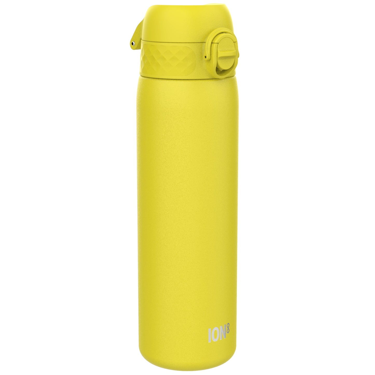 A yellow ION8 water bottle stands upright against a white background. ION8 is subtly printed near the base.