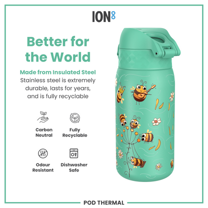 Leak Proof Thermal Steel Water Bottle, Insulated, Bees, 320ml (11oz)