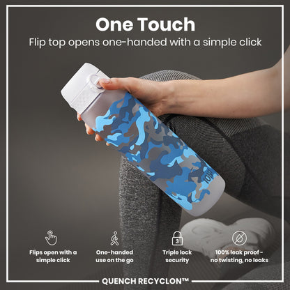 Water Bottle with Times to Drink, Recyclon, Camouflage, 1 Litre