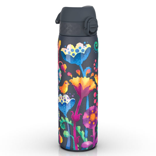 Leak Proof Slim Thermal Water Bottle, Insulated Steel, Bright Floral, 500ml (17oz)