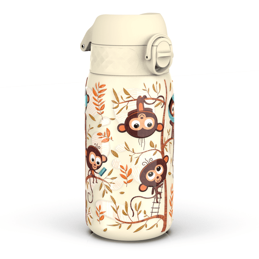 Leak Proof Kids Water Bottle, Stainless Steel, Monkeys, 400ml (13oz)