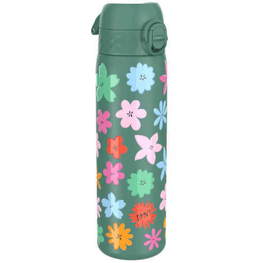 Leak Proof Slim Water Bottle, Stainless Steel, Floral, 600ml (20oz)