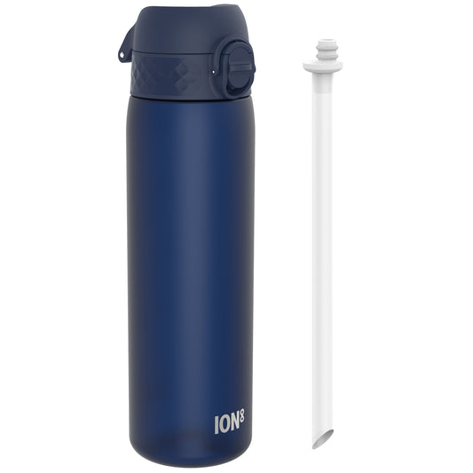 Leak Proof Medium Water Bottle with Straw, Recyclon, Navy, 500ml (18oz)