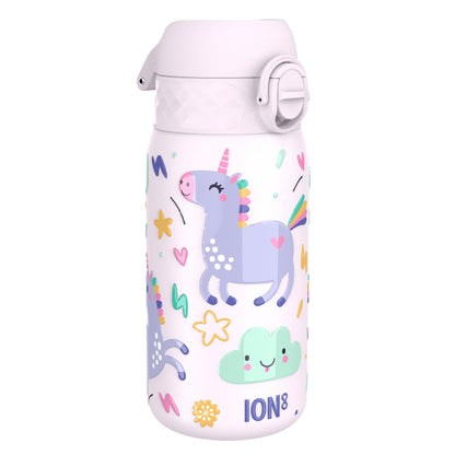 Leak Proof Kids Water Bottle, Stainless Steel, Unicorns, 400ml (13oz)