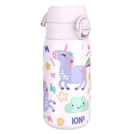 Leak Proof Kids Water Bottle, Stainless Steel, Unicorns, 400ml (13oz)