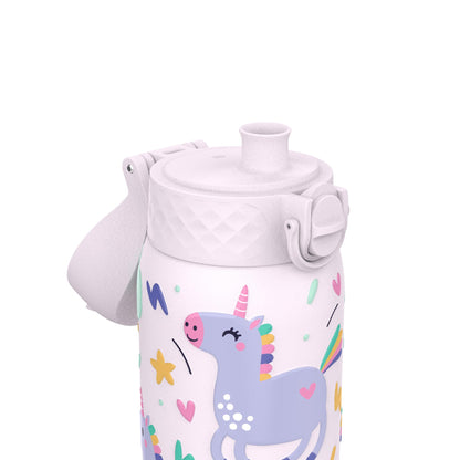 Leak Proof Kids Water Bottle, Stainless Steel, Unicorns, 400ml (13oz)