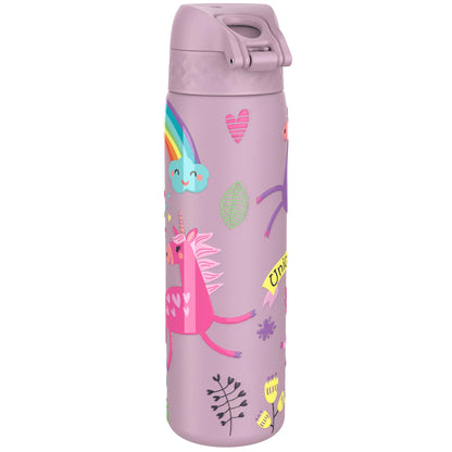 Leak Proof Slim Thermal Steel Water Bottle, Vacuum Insulated, Unicorns, 500ml (17oz)