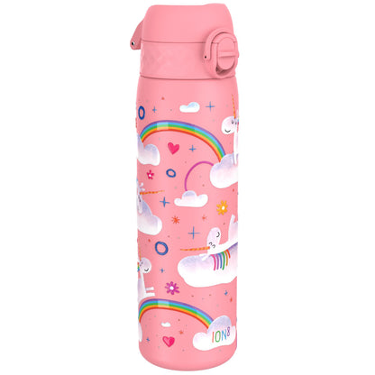 Leak Proof Slim Water Bottle, Stainless Steel, Unicorn Rainbow, 600ml (20oz)