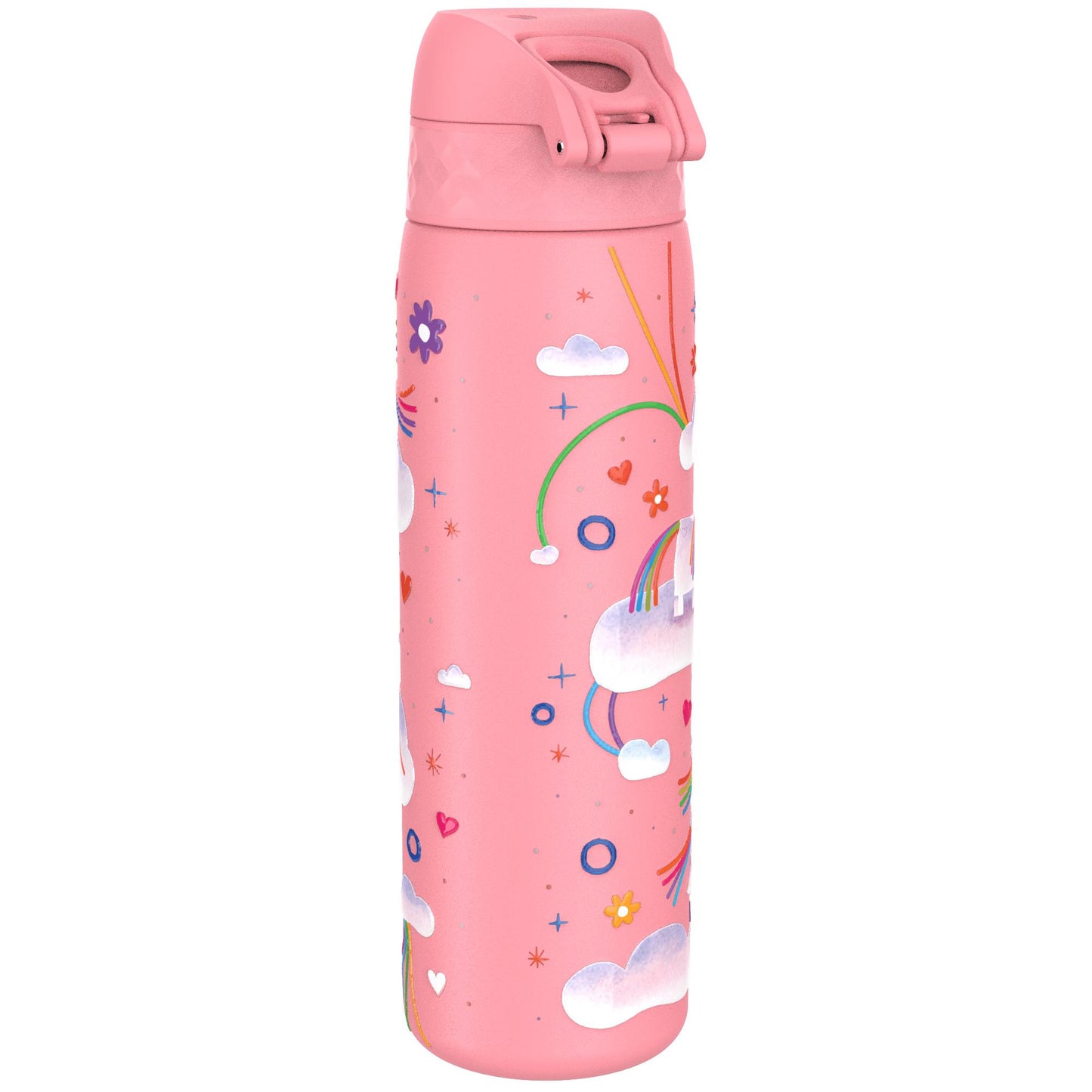 Leak Proof Slim Water Bottle, Stainless Steel, Unicorn Rainbow, 600ml (20oz)