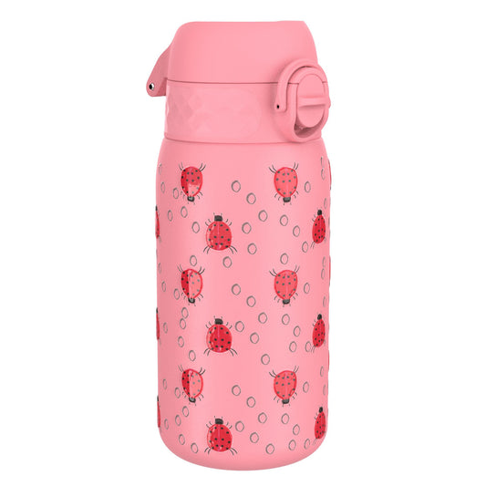 Leak Proof Kids Water Bottle, Stainless Steel, Ladybugs, 400ml (13oz)