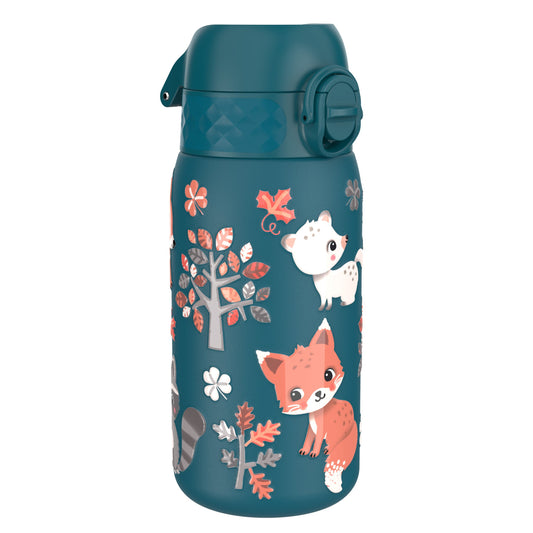 Leak Proof Kids Water Bottle, Stainless Steel, Forest Animals, 400ml (13oz)