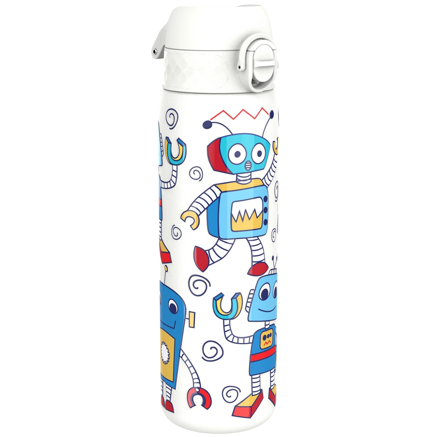 Leak Proof Slim Water Bottle, Stainless Steel, Robots, 600ml (20oz)