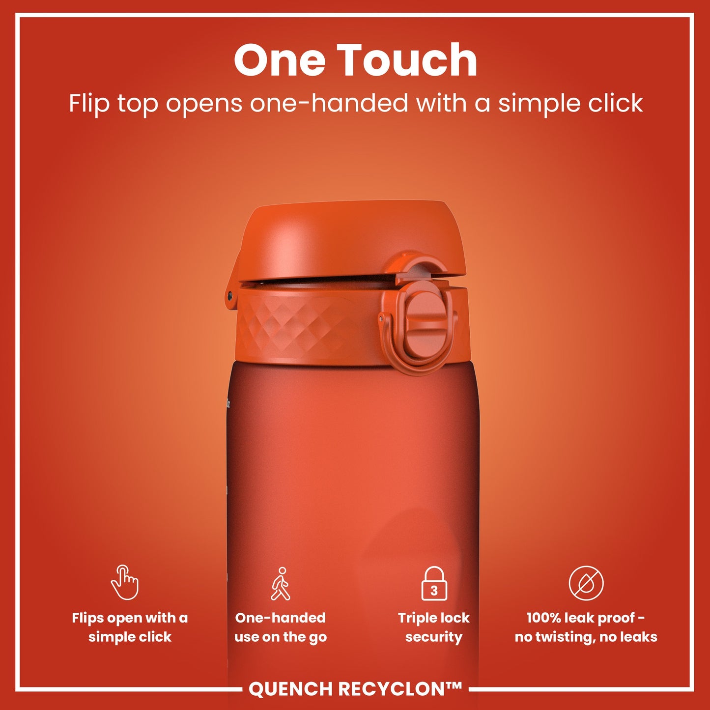 Leak Proof 1 litre Water Bottle, Recyclon, Orange