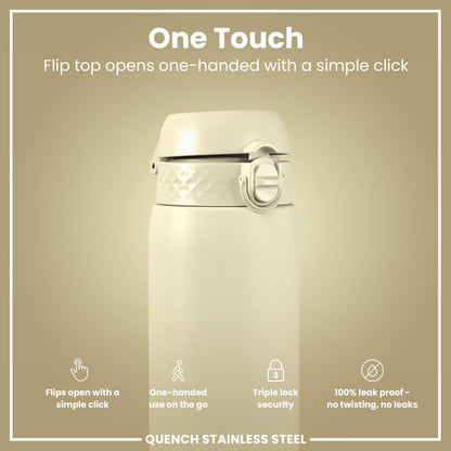 Leak Proof 1 Litre Water Bottle, Stainless Steel, Creamy White, 1L