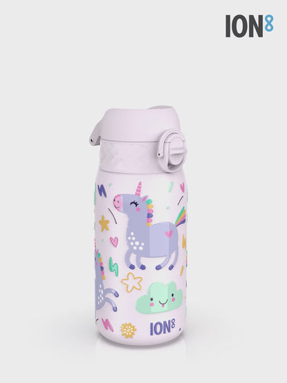 Leak Proof Kids Water Bottle, Stainless Steel, Unicorns, 400ml (13oz)