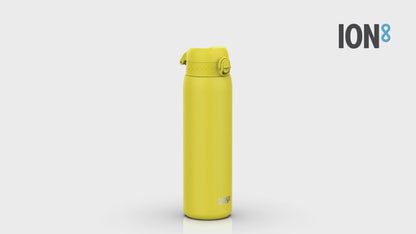 Leak Proof 1 Litre Thermal Water Bottle, Insulated Steel, Yellow, 1L